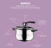 Emsan Burcu 10 Lt Paslanmaz Çelik Düdüklü Tencere